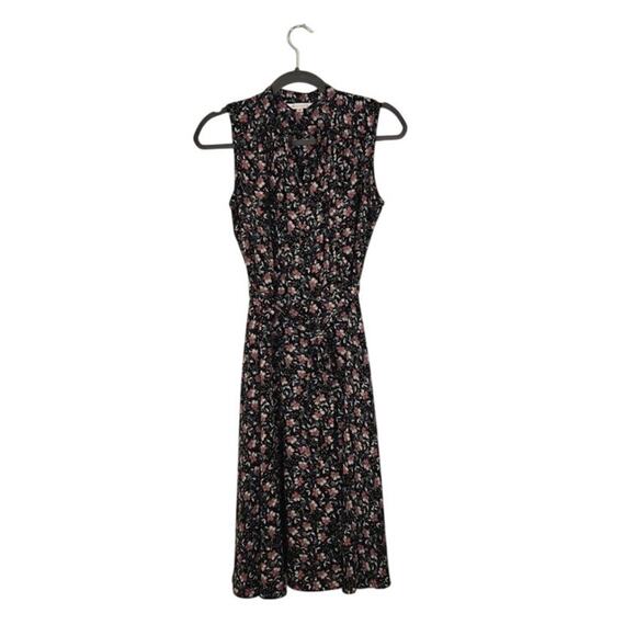 Nanette Lepore Dresses & Skirts - Nanette Lepore Womens Floral Midi Dress Size 4 Blue Sleeveless Belt Preppy